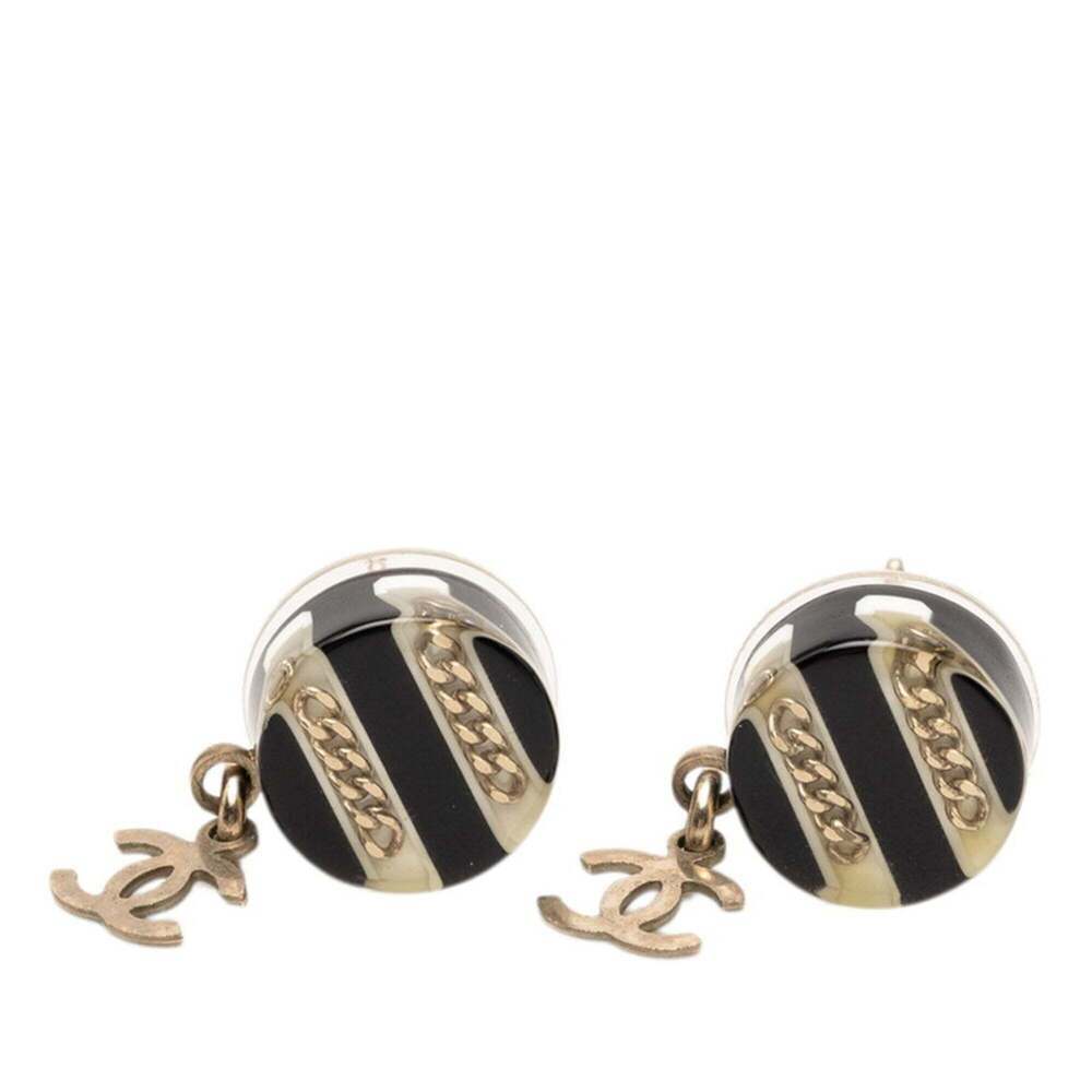 CHANEL Black Logo Earrings